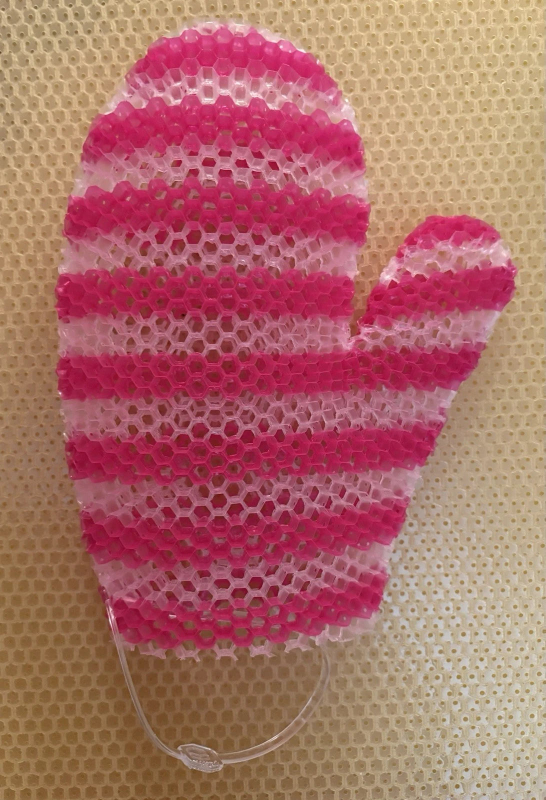 Supracor Stimulite Honeycomb Bath Mitt Magenta & White Stripes