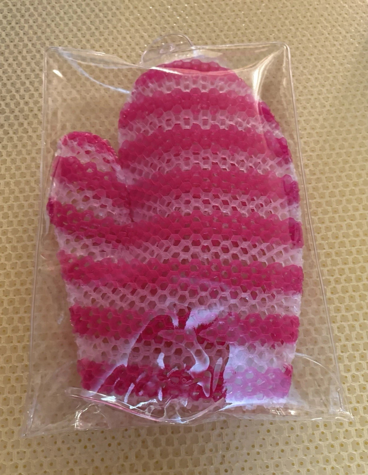 Supracor Stimulite Honeycomb Bath Mitt Magenta & White Stripes